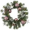 Star Trading Luxe midi kerstkrans verlicht "Roze" 40cm -lichtkleur: Warm Wit -Werkt op batterijen -Met timer functie -Kerstdecoratie