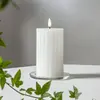 STAR TRADING LED Wachskerze Flamme Stripe Batterie Timer 15x7,5cm weiß