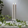 Star Trading LED kaars Flame Stripe set van 2 gemaakt van was, bruin
