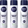 NIvea Men Sensitive 48H Deo Spray 0% Alcohol - Voordeelverpakking 3 x ...