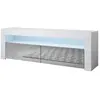 DESIGN AMEUBLEMENT Meuble TV AKER - 2 portes LED - Blanc et Gris Finition brillante - 140 x 50,5 x 35cm