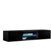 DESIGN AMEUBLEMENT Meuble TV - TIBI - 2 portes 1 vitrine LED - Noir Finition brillante - 160 x 30 x 38.5cm