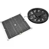 Zerone Ventilateur de serre solaire Kit de ventilateur de panneau solaire 10in 100W étanche panneau solaire rond boîtier de