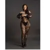 Le Désir Curvy Catsuit met lange mouwen zwart