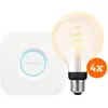 Philips Hue Filament White Ambiance Globe Lot de 4 + Bridge