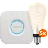 Philips Hue Filament White Ambiance Edison XL Lot de 5 + Bridge