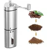 123 moulin à café manuel en acier inoxydable - moulin à café portable avec manivelle en céramique réglable - pour la maison, le b[819]