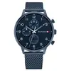 Tommy Hilfiger, Montre, Leonard, Bleu, (Montre analogique, 44 mm)