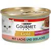 12x85g Gourmet Gold Recettes raffinées Duo saumon, colin - Pâtée pour ...