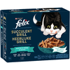 12x80g Felix Succulent Grill sélection de la mer - Pâtée pour chat