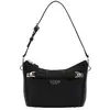 Sac porté épaule noir uni avec zip et logo en pièces métalliques