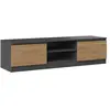 CDF TIVOLI - Meuble TV style moderne - 140x40x36cm - 2 niches + 2 portes - Rangement matériel télé/audio