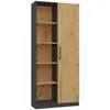 CDF VILLME - Bibliothèque design minimaliste - 1 porte + 10 étagères - 80x30x182 cm - Meuble de rangement
