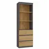 CDF CATANIA - Bibliothèque 3 tiroirs + 2 étagères - 180x60x35 - Meuble de rangement - Etagère livres