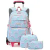 LARGEIGHT Cartable Roulette Fille Garon Primaire Sac Dos pour Enfant avec Lunch Box et Trousse pour Quotidien et couleurs multiples CARTABLE