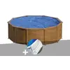 Gre Kit piscine acier aspect bois Gré Sicilia ronde 3,20 x 1,22 m + Ta...