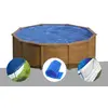 Piscine acier GRE Sicilia ronde 3,20 x 1,22 m - Aspect bois - Kit complet avec bâches et tapis
