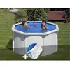 GRE Kit piscine acier blanc Gré Fidji ronde 2,60 x 1,22 m + Tapis de sol Blanc