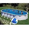 GRE Piscine acier blanc Gré Atlantis ovale 10,20 x 5,75 x 1,32 m - Filtre à sable - Kit complet