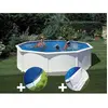 Gre Kit piscine acier blanc Gré Fidji ronde 4,80 x 1,22 m + Bâche hiver + Tapis de sol