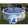 GRE Kit piscine acier blanc Gré Bora Bora ronde 3,20 x 1,22 m + Bâche à bulles Blanc