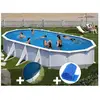 GRE Piscine acier blanc Gré Atlantis ovale 8,15 x 4,90 x 1,32 m - Filtre à sable - Kit complet