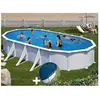 GRE Kit piscine acier blanc Gré Atlantis ovale 8,15 x 4,90 x 1,32 m + Bâche hiver Blanc