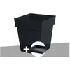 Pot de fleur carré Toscane 39 x H.39 cm Anthracite + Soucoupe - Eda
