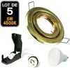 EUROPALAMP Lot de 5 Spot encastrable orientable dorée avec GU10 led de 5W