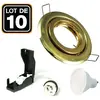 Europalamp - 10 Spots encastrable orientable dorée avec GU10 led de 7W...