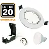 Europalamp - 20 Spots encastrable orientable blanc avec GU10 led de 7W eqv.