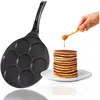 INTIGNIS Pannenkoek Koekenpan - Diameter 26 cm met Greblon Keramiek Coating | Inductie Keramiek Gas Elektrisch | 7 x vormmaker eierpan voor pannenkoeken gebakken ei liwanzers poffertjes blini's