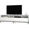 BRV Meuble tv 70 Pouces 2 Abattants 4 Niches Blanc Pieds Métal l 180 h 49 p 38 cm