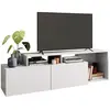 ACTUAL DIFFUSION Meuble TV 50 Pouces 2 Abattants Blanc 6 Niches L 164 H 46.5 P 37.5 cm - L 164 x l 37.5 x H 46.5 cm