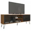 CAEMMUM Meuble TV 72 Pouces Chêne Foncé et Noir - L 180 x l 33 x H 65 cm