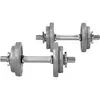 GORILLA SPORTS Set d'haltères courts de 20 KG avec disques en fonte gris