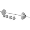 GORILLA SPORTS Kit d'haltère de 97,5kg barre longue de 170cm et deux barres courtes de 35cm avec stop disques inclus