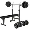 Banc de musculation GS006 + Set d'haltères disques en plastique et bar...