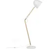 BELIANI Lampadaire Arc en Métal Blanc et Bois Clair avec Pied et Abat-jour Réglable E27 Max 60W pour Salon Chambre ou Coin Lecture Scandinave