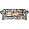 Canapé patchwork en tissu jaune BELIANI CHESTERFIELD - 3 places - Rela...