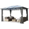 TOOLPORT 3x4 m, Tonnelle de jardin, Sunset Deluxe, toit rigide, gris