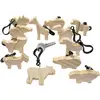 Eduplay - onbewerkte houten dieren sleutelhangers - set van 12 stuks