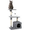 lionto dibea KB00253 - COMMUTATEUR KVM - Arbre à chat avec griffoir / centre d`activités - Gris clair