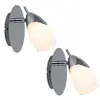 ETC-SHOP Lot de 2 appliques led, spots muraux, orientables, métal, peint argent, verre satiné, G9 3 watts, 210 lumens, couloir, salon, escalier