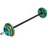 GORILLA SPORTS Barre légère aerobic chromée de 130cm + 17,5kg des poids en caoutchouc grip