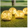 Spetebo - Lampes à boules solaires à del - Lot de 4 / verre craquelé