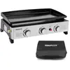 Plancha Gaz Portable - ROYAL GOURMET - 3 Brûleurs 7.5kW - Acier Émaillé - Surface 62x35.5cm - Noir