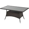 Outsunny- tuintafel - met glazen blad - metaal - polyrotan