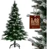 Merkloos / Sans marque Casaria Kerstboom 180cm PVC   Sneeuw Effect Denneappels - Groen-Wit