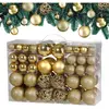 Deuba Lot de 100 boules de Noël en plastique robuste Décoration de Noël intérieur extérieur Décoration pour sapin or